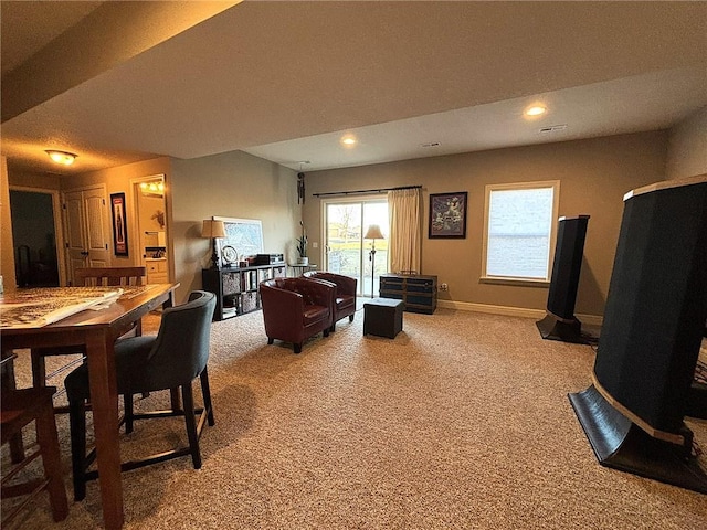 living room featuring carpet floors