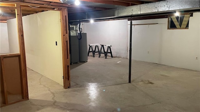 basement with water heater