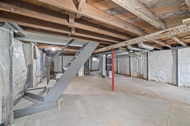 basement with heating unit