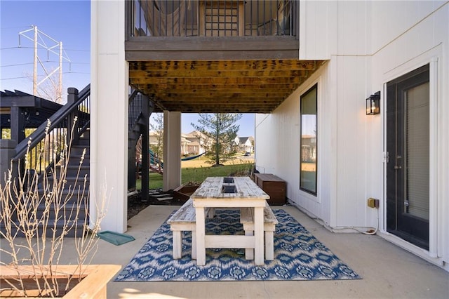 view of patio with stairs