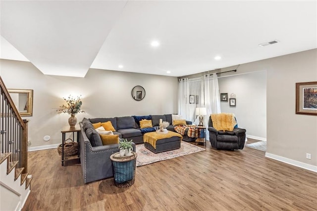 living room featuring hardwood / wood-style floors