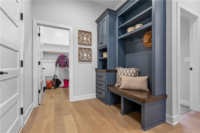 mudroom with light wood-type flooring