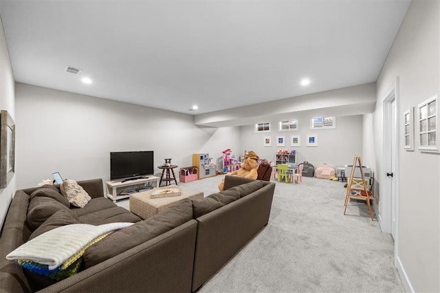 living room featuring carpet flooring