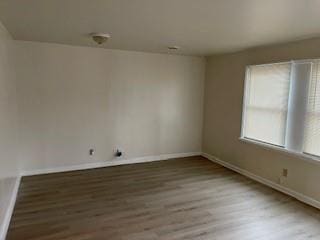 spare room featuring wood-type flooring