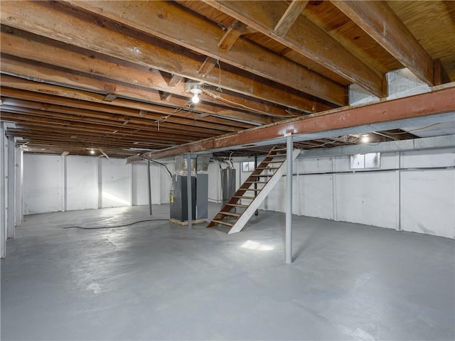 basement with heating unit