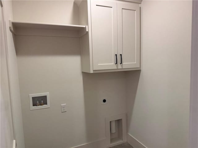 9301 SW Leviathan Ct, Lees Summit, MO 64064 - laundry room featuring hookup for an electric dryer, cabinet space, hookup for a washing machine, and baseboards