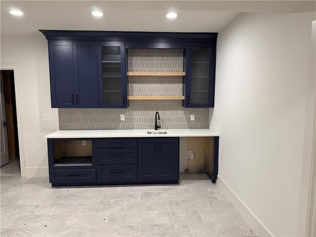 9301 SW Leviathan Ct, Lees Summit, MO 64064 - bar area featuring decorative backsplash and recessed lighting