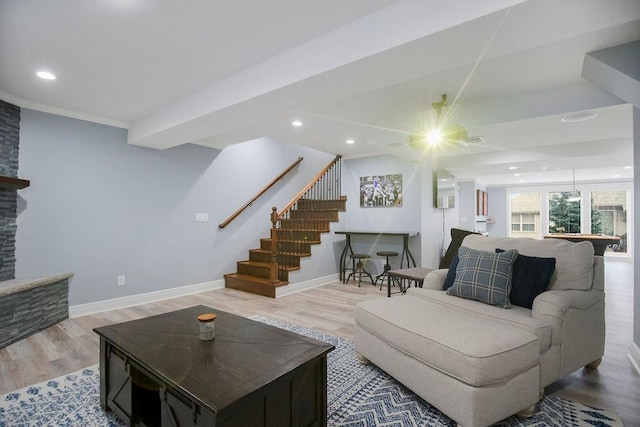 living room with wood-type flooring