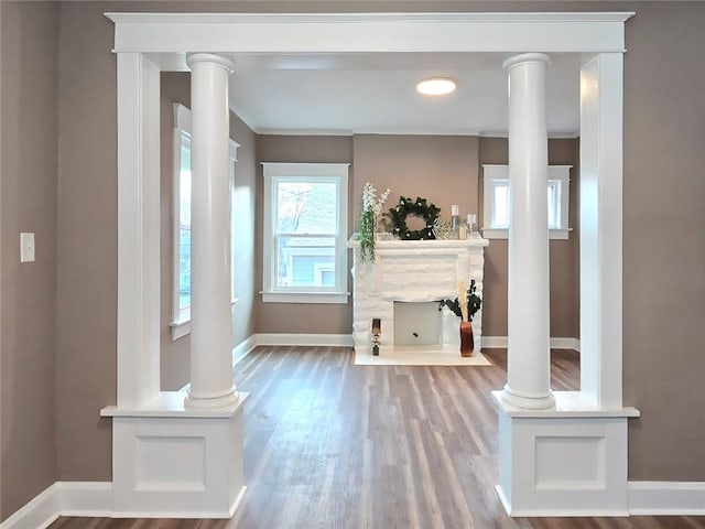 interior space with hardwood / wood-style flooring