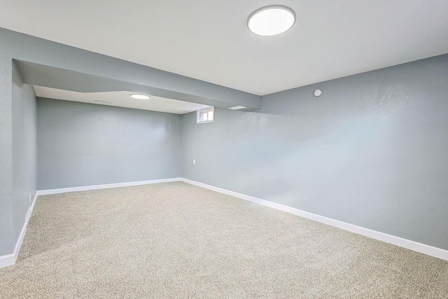 basement with carpet floors