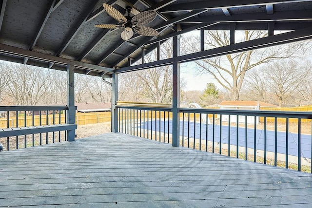 wooden terrace with ceiling fan