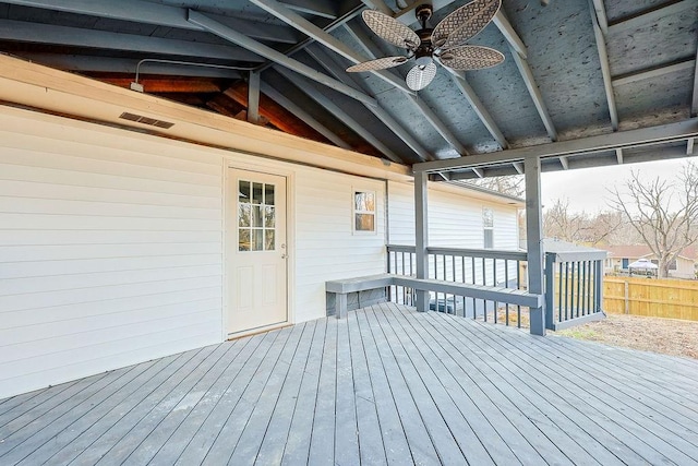 deck featuring ceiling fan