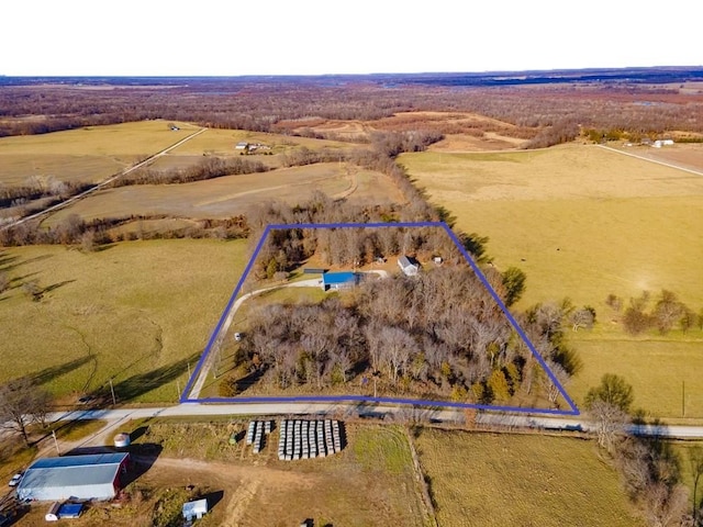 aerial view featuring a rural view