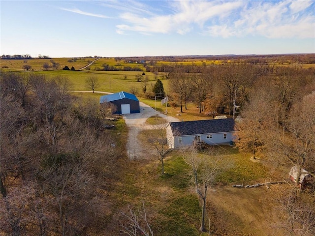 drone / aerial view with a rural view