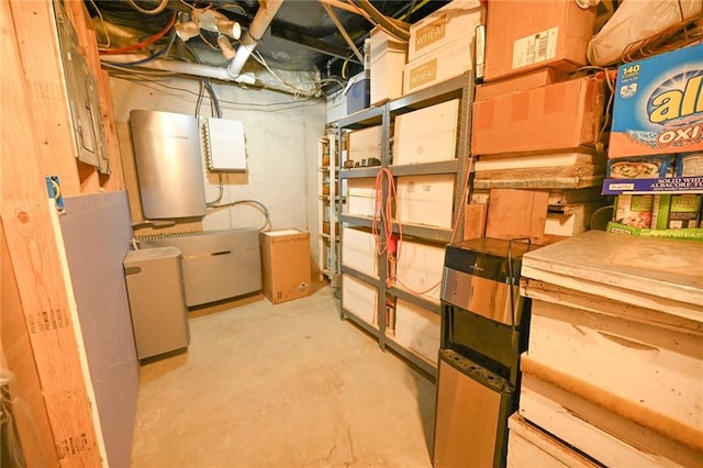 storage room with water heater