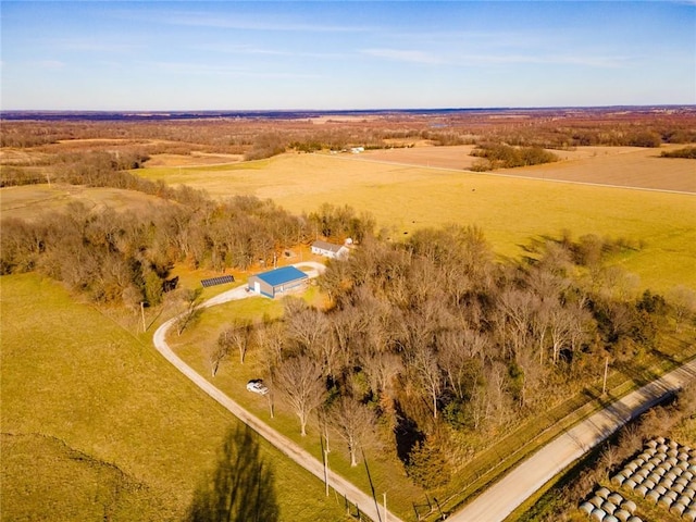 aerial view featuring a rural view