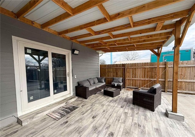 wooden deck with outdoor lounge area