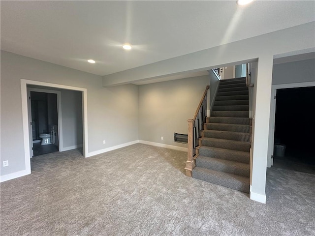 7050 NW Yulich Ct, Parkville, MO 64152 - finished below grade area with stairs, recessed lighting, baseboards, and carpet floors