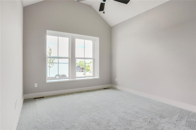7050 NW Yulich Ct, Parkville, MO 64152 - carpeted empty room with ceiling fan and vaulted ceiling