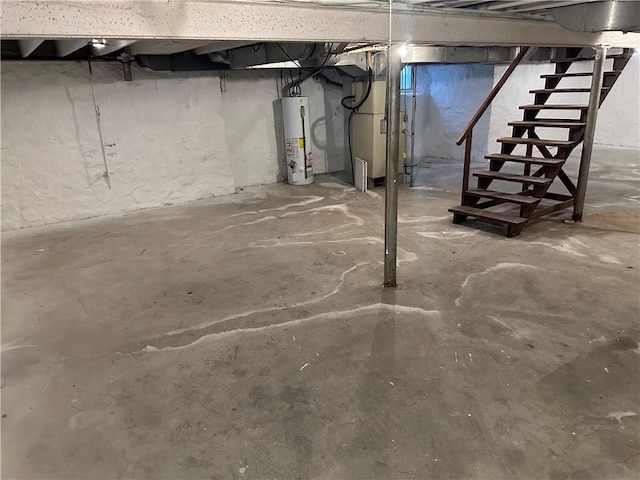 basement with water heater