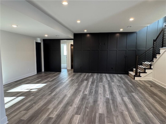 unfurnished living room with light hardwood / wood-style flooring