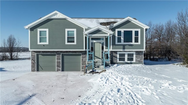 bi-level home with a garage