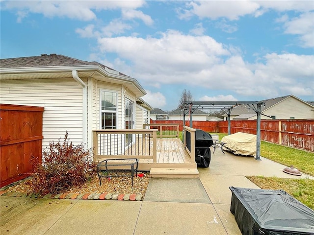 view of patio / terrace featuring a wooden deck