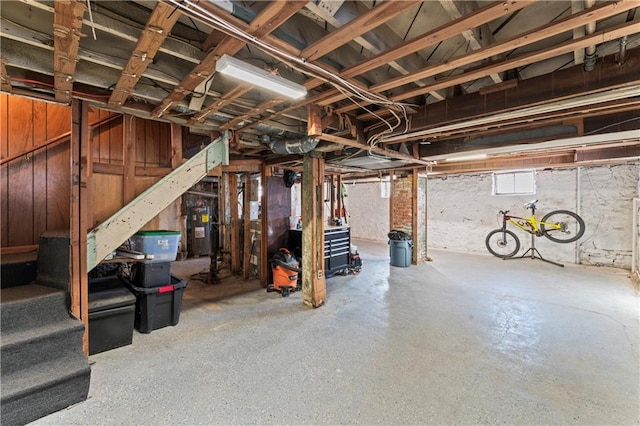 basement with water heater