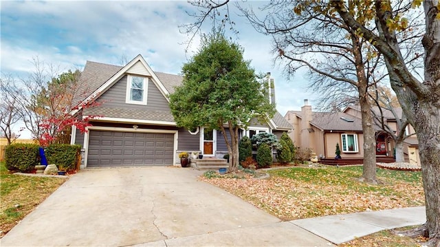 view of front of property with a garage