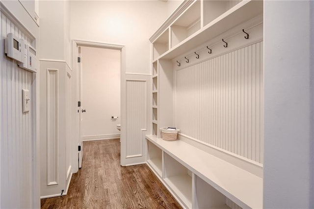 mudroom with dark hardwood / wood-style flooring