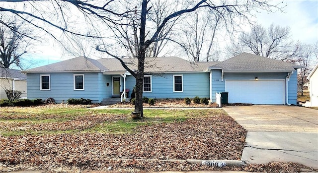 single story home with a garage