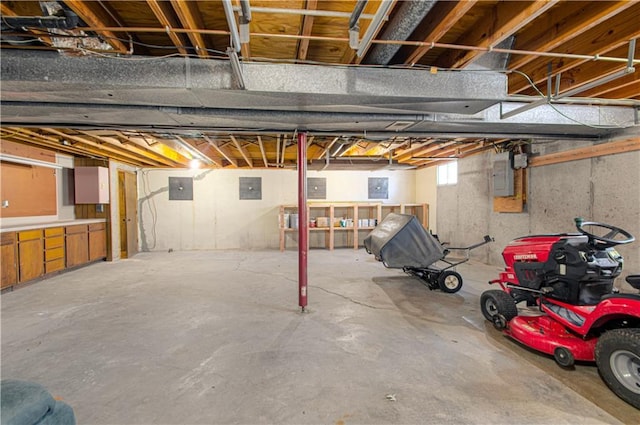 basement with electric panel