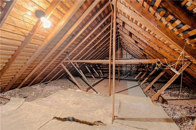 view of unfinished attic