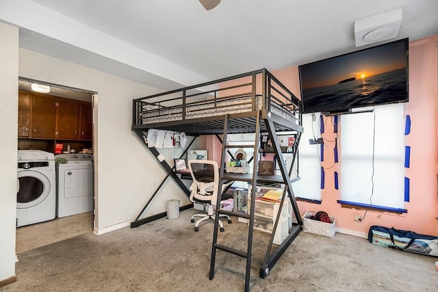 unfurnished bedroom with washer and dryer