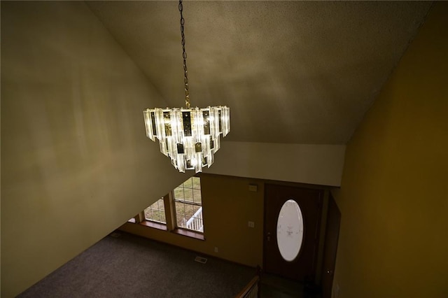 interior space with a notable chandelier