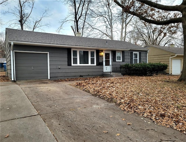 single story home with a garage