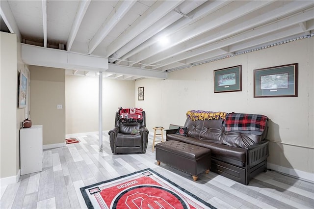 living room with light wood-type flooring