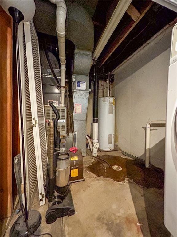 utility room with water heater