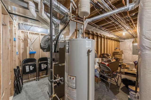 utility room featuring gas water heater