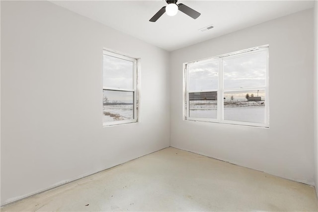 spare room featuring ceiling fan