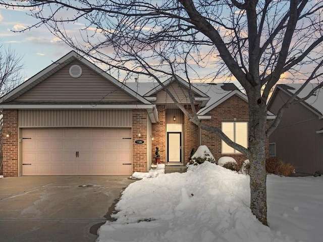 single story home with a garage