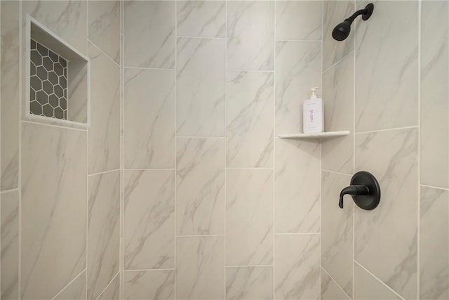 details with a tile shower