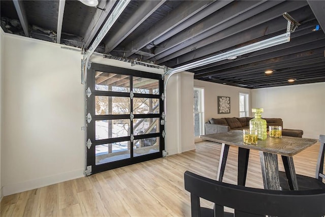 dining room with light hardwood / wood-style flooring