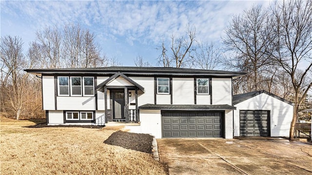 bi-level home featuring a garage