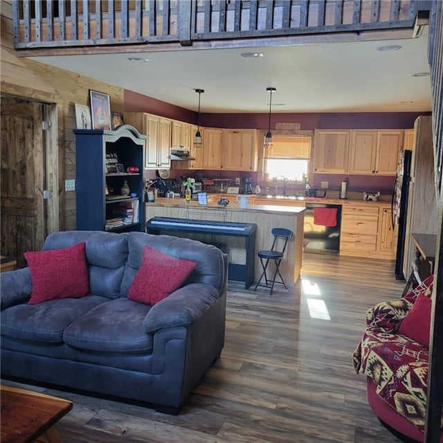 living room featuring wood-type flooring