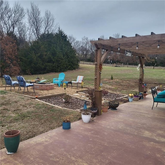 exterior space with a pergola