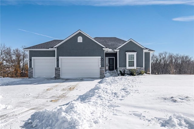 view of front of property with a garage