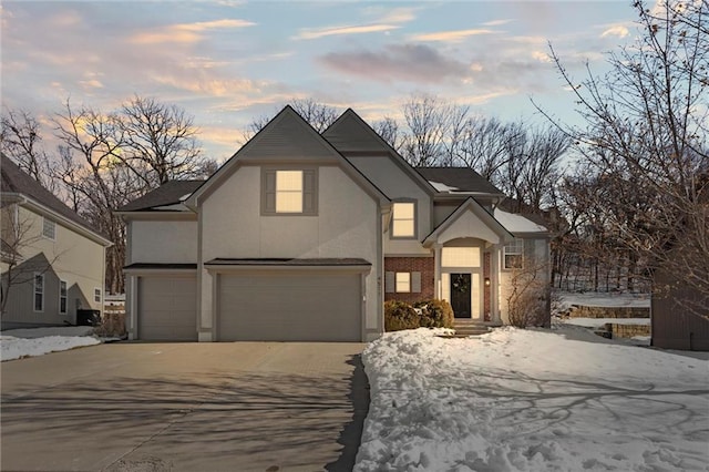 front facade with a garage