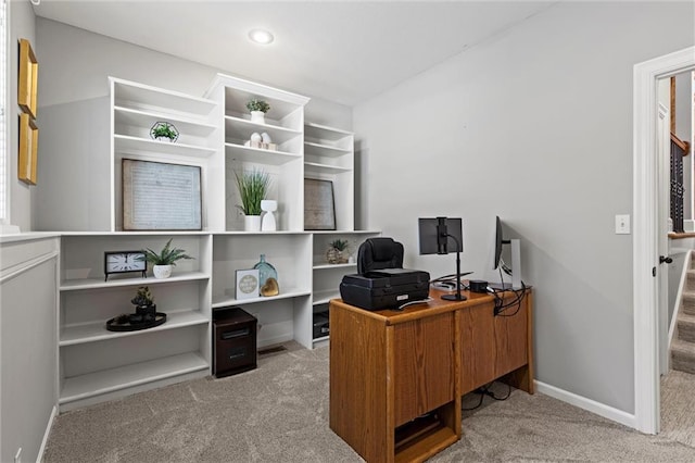 office area with light carpet