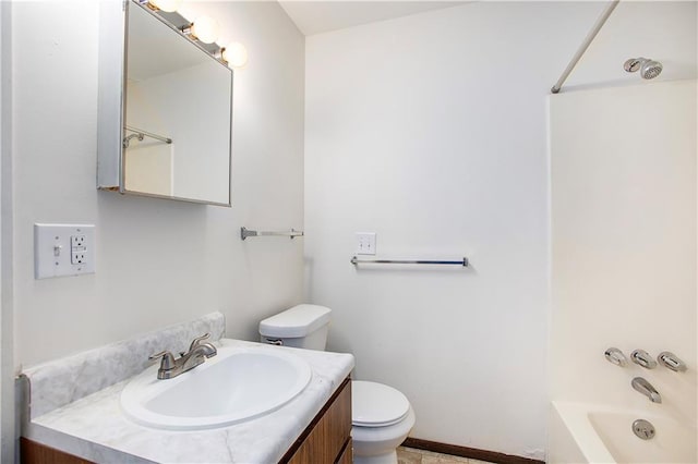 full bathroom featuring vanity, toilet, and shower / bathing tub combination